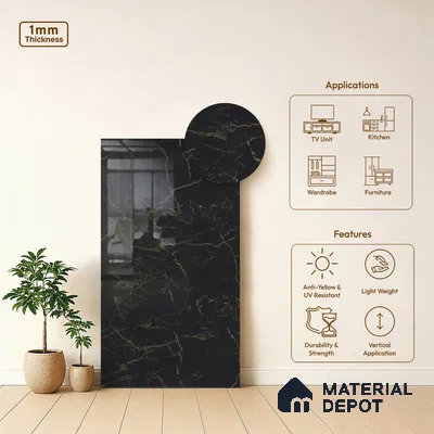 Stone Look LM 18768 Venatino Gold 8 ft x 4 ft Texture Finish Decorative Laminate - 1 mm | Suitable for TV Unit, Wardrobe, Kitchen Cabinets