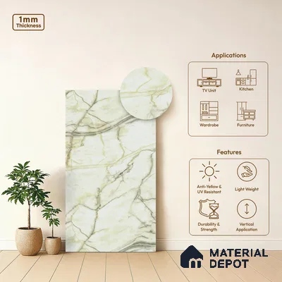 Marble Look LM 18769 Yellow Marble Texture 8 ft x 4 ft Texture Finish Decorative Laminate - 1 mm | Suitable for TV Unit, Wardrobe, Kitchen Cabinets