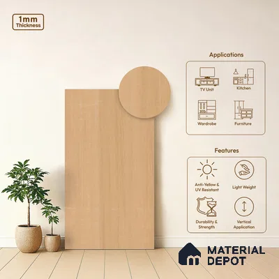 Wooden Look LM 18786 Barley Birch 8 ft x 4 ft Texture Finish Decorative Laminate - 1 mm | Suitable for TV Unit, Wardrobe, Kitchen Cabinets