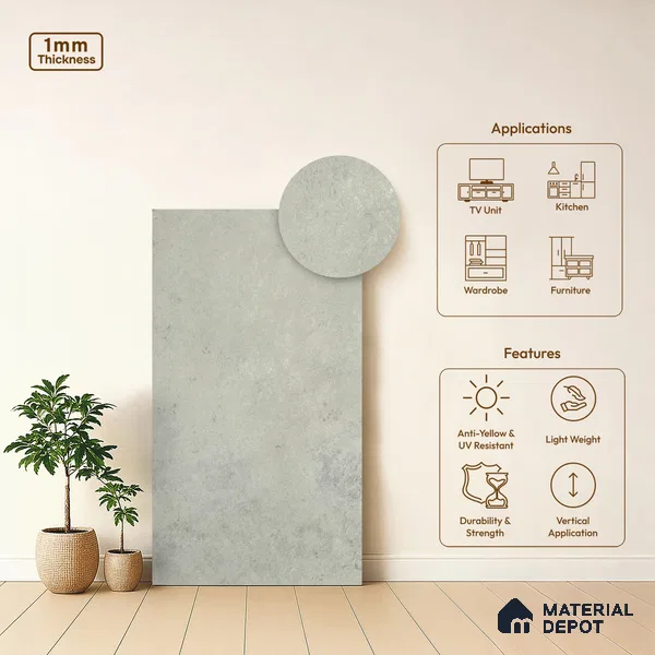 Stone Look LM 18791 Flared Carrara 8 ft x 4 ft Texture Finish Decorative Laminate - 1 mm | Suitable for TV Unit, Wardrobe, Kitchen Cabinets