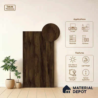 Wooden Look LM 18793 Dark Oak 8 ft x 4 ft Texture Finish Decorative Laminate - 1 mm | Suitable for TV Unit, Wardrobe, Kitchen Cabinets