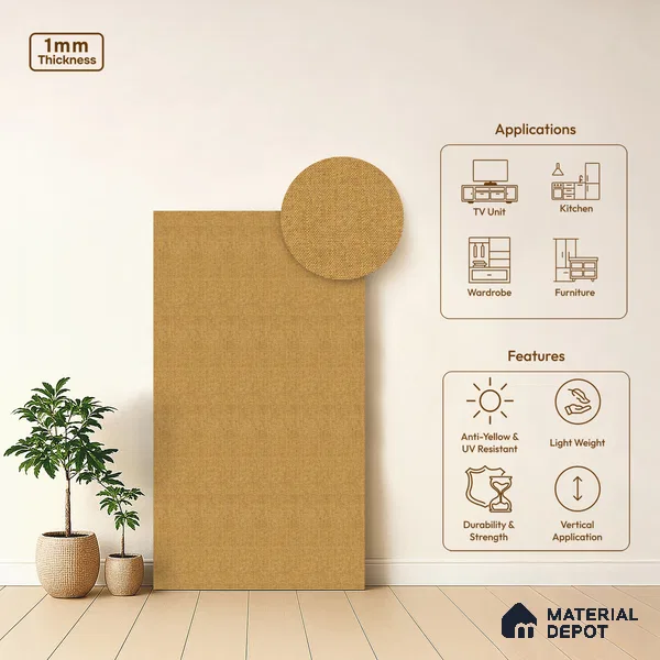 Patterned Look Cane 1 8 ft x 4 ft Texture Finish Decorative Laminate - 1 mm | Suitable for Bedroom, TV Unit, Wardrobe