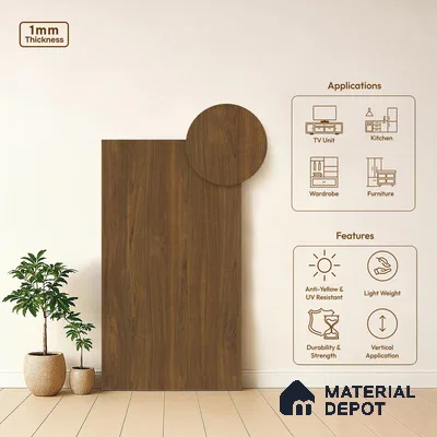 Wooden Look LM 19914 Espresso Oak 8 ft x 4 ft Texture Finish Decorative Laminate - 1 mm | Suitable for TV Unit, Wardrobe, Kitchen Cabinets