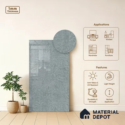 Stone Look LM 20143 Heather Grey Slate 8 ft x 4 ft Texture Finish Decorative Laminate - 1 mm | Suitable for TV Unit, Wardrobe, Kitchen Cabinets