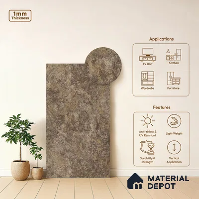 Stone Look LM 20144 Rainbow Calacatta 8 ft x 4 ft Texture Finish Decorative Laminate - 1 mm | Suitable for TV Unit, Wardrobe, Kitchen Cabinets