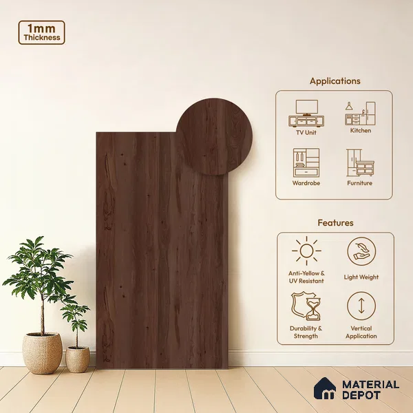 Wooden Look LM 21282 Dense Pine 8 ft x 4 ft Texture Finish Laminate - 1 mm | Suitable for TV Unit, Wardrobe, Kitchen Cabinets