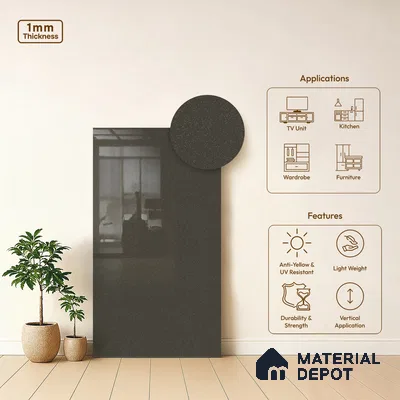 LM 21477 Khakhi Green 8 ft x 4 ft Glossy Finish Decorative Laminate - 1 mm | Suitable for Living Room, Kitchen, Office