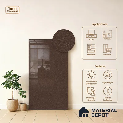 LM 21487 Americano 8 ft x 4 ft Glossy Finish Decorative Laminate - 1 mm | Suitable for Living Room, Kitchen, Office