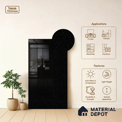 LM 21541 Black 8ft x 4ft Texture Finish Decorative Laminate - 1 mm | Suitable for TV Unit, Wardrobe, Kitchen Cabinets