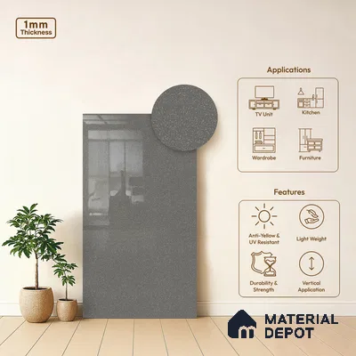 LM 21545 Grey Ade 8ft x 4ft Texture Finish Decorative Laminate - 1 mm | Suitable for TV Unit, Wardrobe, Kitchen Cabinets
