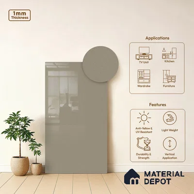 LM 21547 Sandy Beige 8ft x 4ft High Gloss Finish Decorative Laminate - 1 mm | Suitable for TV Unit, Wardrobe, Kitchen Cabinets