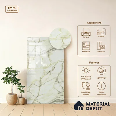 Marble Look LM 21553 Yellow Marble Texture 8ft x 4ft Texture Finish Decorative Laminate - 1 mm | Suitable for TV Unit, Wardrobe, Kitchen Cabinets