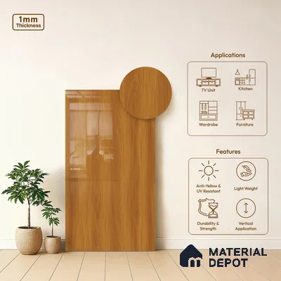 Wooden Look LM 21554 Toasted Hazelnut 8ft x 4ft Texture Finish Decorative Laminate - 1 mm | Suitable for TV Unit, Wardrobe, Kitchen Cabinets