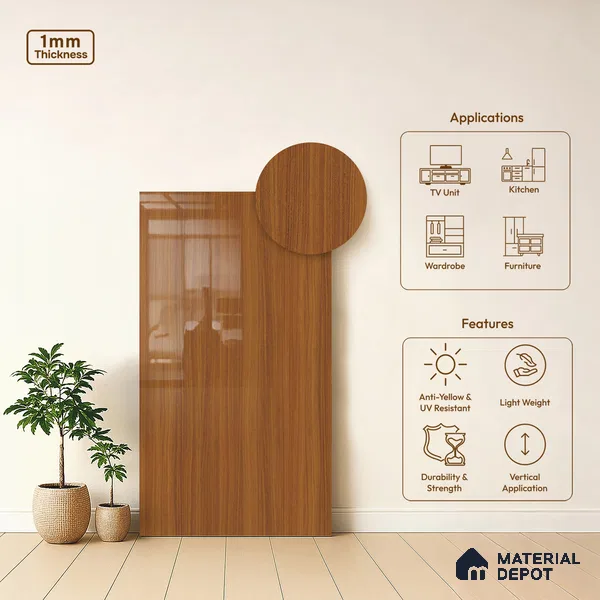 Wooden Look LM 21558 Terracotta Chery 8ft x 4ft Texture Finish Decorative Laminate - 1 mm | Suitable for TV Unit, Wardrobe, Kitchen Cabinets