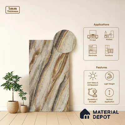Marble Look LM 21568 Iiiusion Bronze Marble 8ft x 4ft Texture Finish Decorative Laminate - 1 mm | Suitable for TV Unit, Wardrobe, Kitchen Cabinets