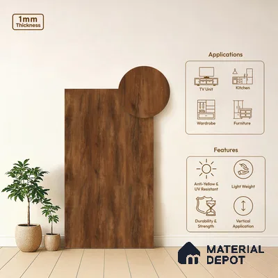 Wooden Look LM 21586 Sunny Yew 8ft x 4ft Texture Finish Decorative Laminate - 1 mm | Suitable for TV Unit, Wardrobe, Kitchen Cabinets