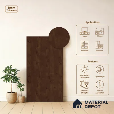 Wooden Look LM 21591 Deep Mahogany 8ft x 4ft Texture Finish Decorative Laminate - 1 mm | Suitable for TV Unit, Wardrobe, Kitchen Cabinets