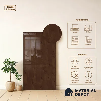 Wooden Look LM 21592 Glowing Oak 8ft x 4ft High Gloss Finish Decorative Laminate - 1 mm | Suitable for TV Unit, Wardrobe, Kitchen Cabinets