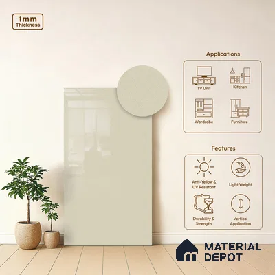 LM 21597 Frosty White 8ft x 4ft High Gloss Finish Decorative Laminate - 1 mm | Suitable for Living Room, Kitchen, Office