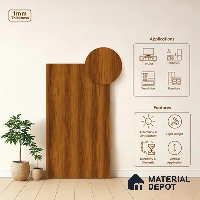 Wooden Look LM 21609 Honey Hazelnut 8ft x 4ft Suede Finish Decorative Laminate - 1 mm | Suitable for TV Unit, Wardrobe, Kitchen Cabinets
