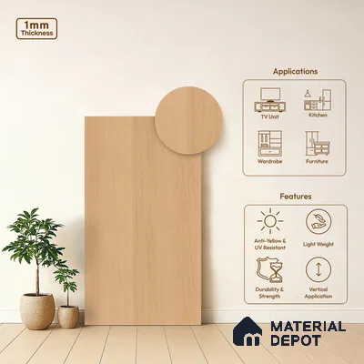 Wooden Look LM 21620 Barley Birch 8ft x 4ft Suede Finish Decorative Laminate - 1 mm | Suitable for TV Unit, Wardrobe, Kitchen Cabinets