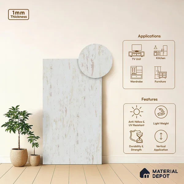 Wooden Look LM 21754 8ft x 4ft Texture Finish Decorative Laminate - 1 mm | Suitable for TV Unit, Wardrobe, Kitchen Cabinets