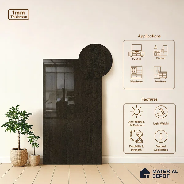 LM 21755 8ft x 4ft High Gloss Finish Decorative Laminate - 1 mm | Suitable for TV Unit, Wardrobe, Kitchen Cabinets