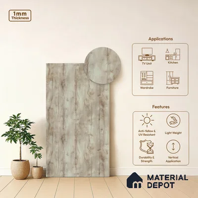 Wooden Look LM 22786 8 ft x 4 ft Texture Finish Decorative Laminate - 1 mm | Suitable for TV Unit, Wardrobe, Kitchen Cabinets