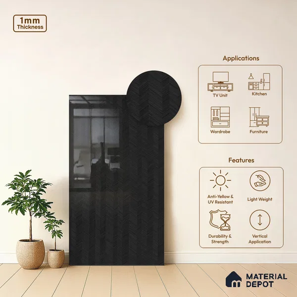 LM 22791 8 ft x 4 ft High Gloss Finish Decorative Laminate - 1 mm | Suitable for Living Room, Kitchen, Office
