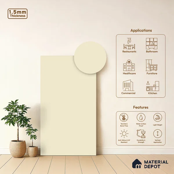 TR 1101 8 ft x 4 ft Super Matte Finish Acrylic Laminate - 1.5 mm | Suitable for Living Room, Kitchen, Office
