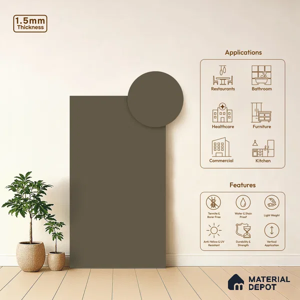 TR 1104 8 ft x 4 ft Super Matte Finish Acrylic Laminate - 1.5 mm | Suitable for Living Room, Kitchen, Office