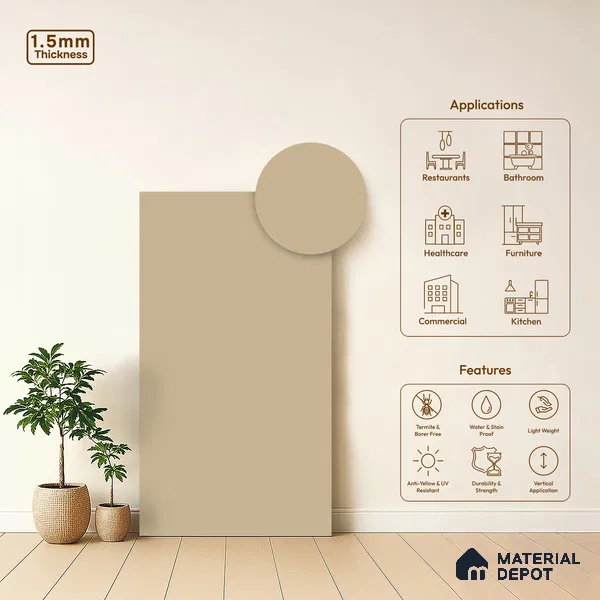 TR 1115 8 ft x 4 ft Ultra Matt Finish Intense Refined Gaze Series Ultra Matt Acrylic Laminate - 1.5 mm | Suitable for Living Room, Kitchen, Office