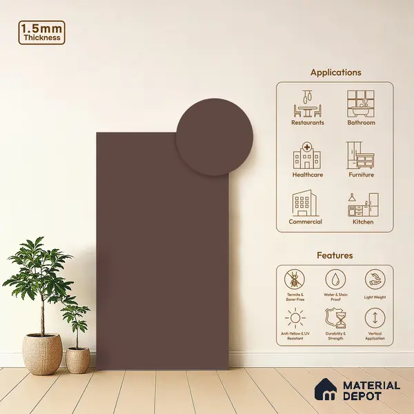 TR 1116 8 ft x 4 ft Ultra Matt Finish Intense Refined Gaze Series Ultra Matt Acrylic Laminate - 1.5 mm | Suitable for Living Room, Kitchen, Office