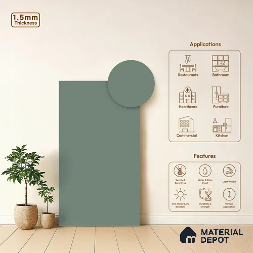 TR 1119 8 ft x 4 ft Super Matte Finish Acrylic Laminate - 1.5 mm | Suitable for Living Room, Kitchen, Office