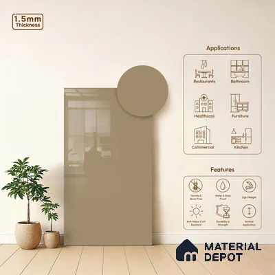 GA 4003 8 ft x 4 ft High Gloss Finish 6H Antiscratch Acrylic Laminate - 1.5 mm | Suitable for Living Room, Kitchen, Office | Matching Edgeband Code EB 4003