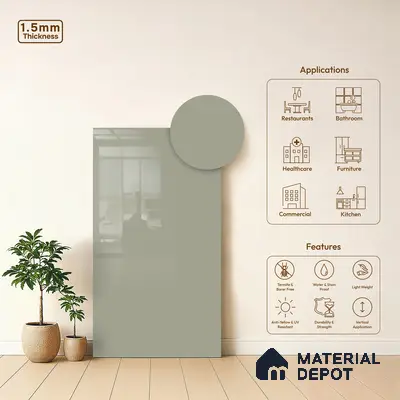 GA 4008 8 ft x 4 ft High Gloss Finish 6H Antiscratch Acrylic Laminate - 1.5 mm | Suitable for Living Room, Kitchen, Office | Matching Edgeband Code EB 4008
