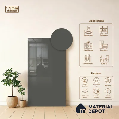 GA 4010 8 ft x 4 ft High Gloss Finish 6H Antiscratch Acrylic Laminate - 1.5 mm | Suitable for Living Room, Kitchen, Office | ( Matching Edgeband Code EB 4010)