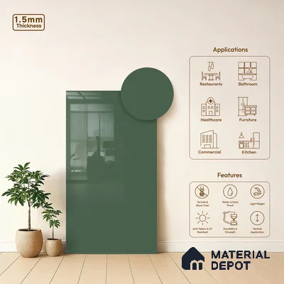 GA 4011 8 ft x 4 ft High Gloss Finish 6H Antiscratch Acrylic Laminate - 1.5 mm | Suitable for Living Room, Kitchen, Office | Matching Edgeband Code EB 4011