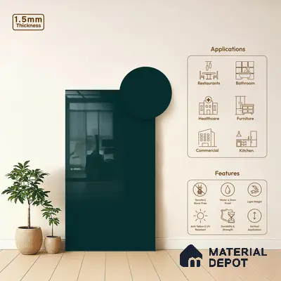 GA 4012 8 ft x 4 ft High Gloss Finish 6H Antiscratch Acrylic Laminate - 1.5 mm | Suitable for Living Room, Kitchen, Office | Matching Edgeband Code EB 4012