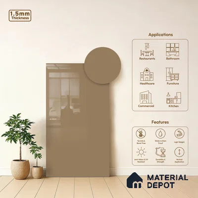 GA 4013 8 ft x 4 ft High Gloss Finish 6H Antiscratch Acrylic Laminate - 1.5 mm | Suitable for Living Room, Kitchen, Office | Matching Edgeband Code EB 4013