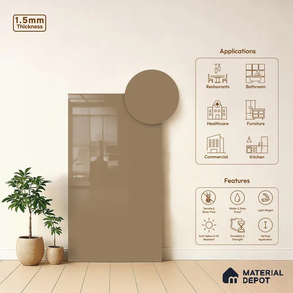 GA 4013 8 ft x 4 ft High Gloss Finish 6H Antiscratch Acrylic Laminate - 1.5 mm | Suitable for Living Room, Kitchen, Office | Matching Edgeband Code EB 4013