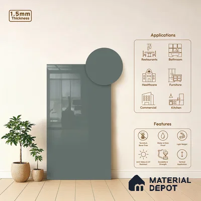 GA 4014 8 ft x 4 ft High Gloss Finish 6H Antiscratch Acrylic Laminate - 1.5 mm | Suitable for Living Room, Kitchen, Office | Matching Edgeband Code EB 4014