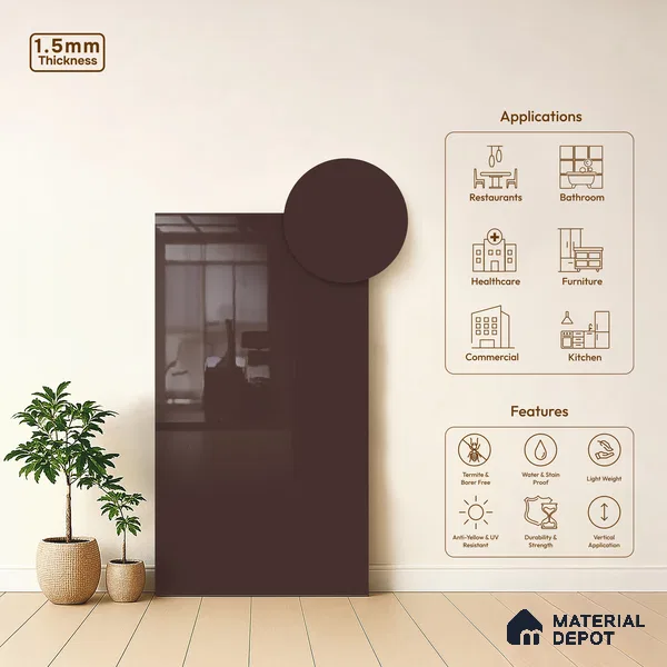 GA 4016 8 ft x 4 ft High Gloss Finish 6H Antiscratch Acrylic Laminate - 1.5 mm | Suitable for Living Room, Kitchen, Office | Matching Edgeband Code EB 4016