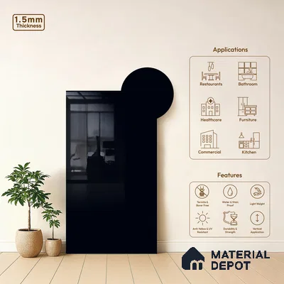 GA 4019 8 ft x 4 ft High Gloss Finish 6H Antiscratch Acrylic Laminate - 1.5 mm | Suitable for Living Room, Kitchen, Office | Matching Edgeband Code EB 4019