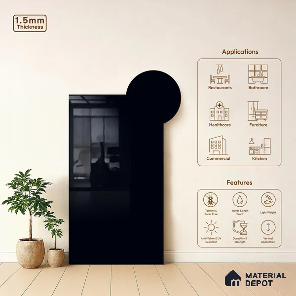 GA 4019 8 ft x 4 ft High Gloss Finish 6H Antiscratch Acrylic Laminate - 1.5 mm | Suitable for Living Room, Kitchen, Office | Matching Edgeband Code EB 4019