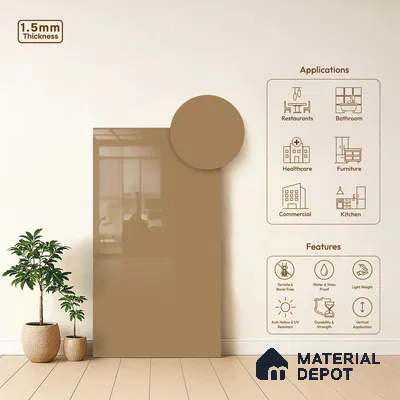 GA 4020 8 ft x 4 ft High Gloss Finish 6H Antiscratch Acrylic Laminate - 1.5 mm | Suitable for Living Room, Kitchen, Office | Matching Edgeband Code EB 4020
