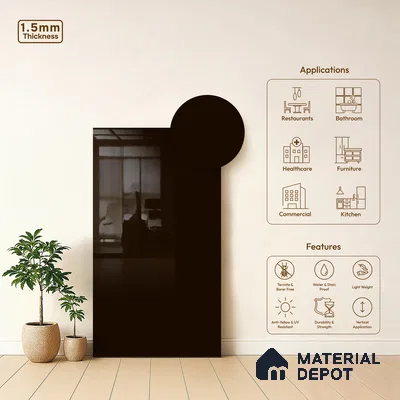 GA 4022 8 ft x 4 ft High Gloss Finish 6H Antiscratch Acrylic Laminate - 1.5 mm | Suitable for Living Room, Kitchen, Office | Matching Edgeband Code EB 4022