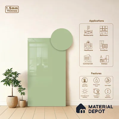 GA 4023 8 ft x 4 ft High Gloss Finish 6H Antiscratch Acrylic Laminate - 1.5 mm | Suitable for Living Room, Kitchen, Office | Matching Edgeband Code EB 4023
