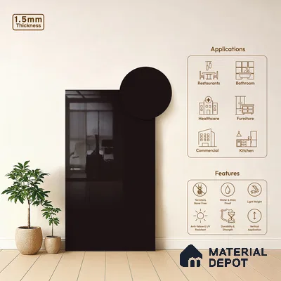 GA 4028 8 ft x 4 ft High Gloss Finish 6H Antiscratch Acrylic Laminate - 1.5 mm | Suitable for Living Room, Kitchen, Office | Matching Edgeband Code EB 4028