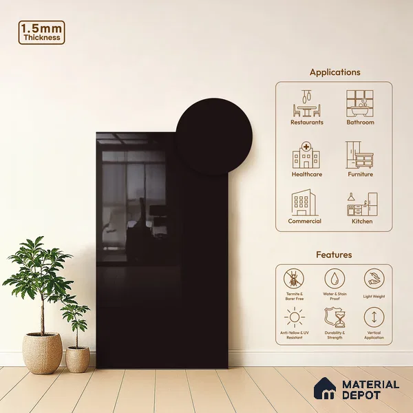GA 4028 8 ft x 4 ft High Gloss Finish 6H Antiscratch Acrylic Laminate - 1.5 mm | Suitable for Living Room, Kitchen, Office | Matching Edgeband Code EB 4028